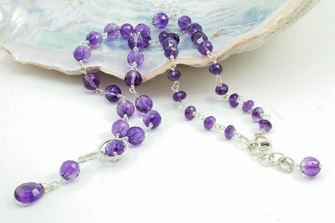 Amethyst Halskette, Und Sterling Silber Y-Stil Lila Anhänger Februar Geburtsstein Amethyst Halskette, Und Sterling Silber Y-Stil Lila Anhänger Februar Geburtsstein von LaurieRobertsJewelry