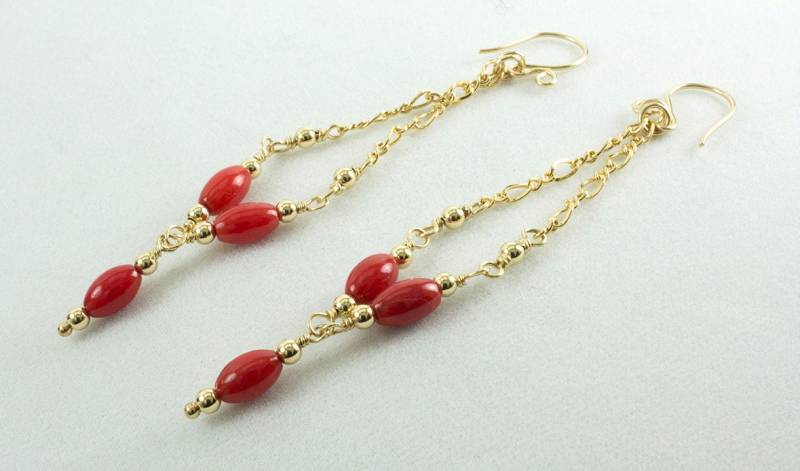 Rote Baumeln Ohrringe, Perlen Rot Und Gold Schmuck, Kette Perlentropfen Rote Baumeln Ohrringe, Perlen Rot Und Gold Schmuck, Kette Perlentropfen von LaurieRobertsJewelry