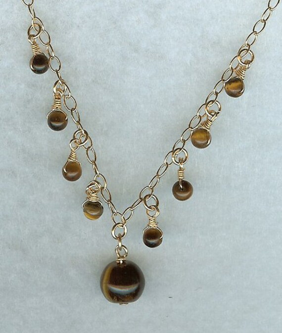 Tigerauge Halskette, Tropfen Moderne Perlen Braun Und Gold Tigerauge Halskette, Tropfen Moderne Perlen Braun Und Gold von LaurieRobertsJewelry