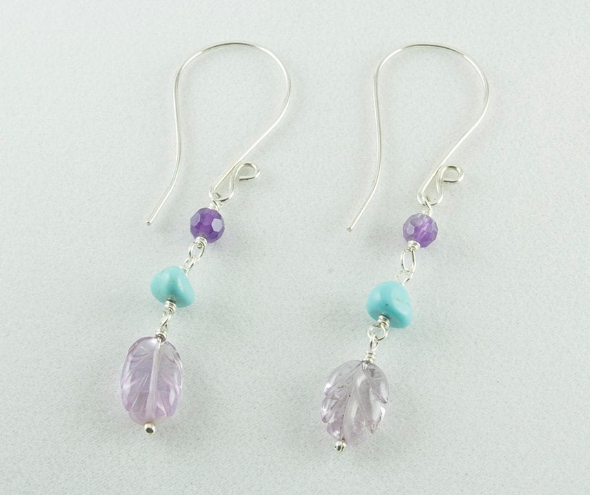 Türkis Und Amethyst Ohrringe, Sterling Silber, Baumeln Türkis, Tropfen Ohrringe Türkis Und Amethyst Ohrringe, Sterling Silber, Baumeln Türkis, Tropfen Ohrringe von LaurieRobertsJewelry