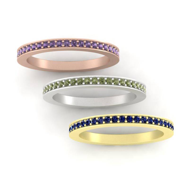 Halbes Eternity Birthstone Band, Wählen Sie Ihren Monat, Pave Stacking Ring, Lifetime Care Plan Inklusive, Echte Edelsteine - Ls5359 von LaurieSarahDesigns