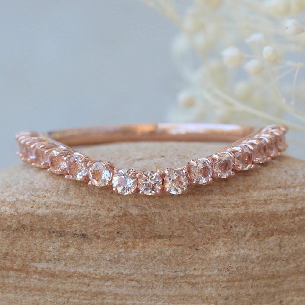 Morganit Kontur-Ehering Passend Für Ihren Verlobungsring Mit Lilienblüte, Lifetime Care Plan Inklusive, Echter Edelstein Ls6082 von LaurieSarahDesigns