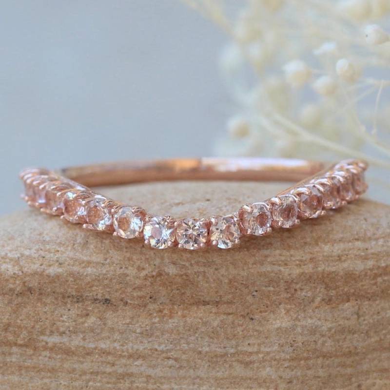 Morganit Kontur-Ehering Passend Für Ihren Verlobungsring Mit Lilienblüte, Lifetime Care Plan Inklusive, Echter Edelstein Ls6082 von LaurieSarahDesigns