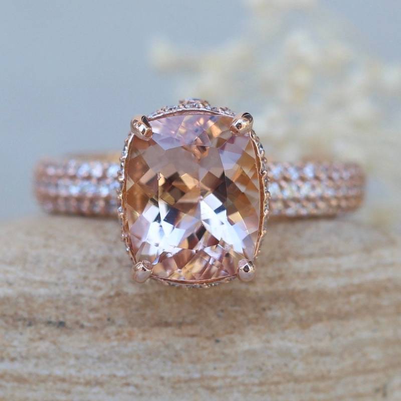 Morganit Verlobungsring Rechteck Kissenschliff Mit Filigranschliff, Lifetime Care Plan Inklusive, Echte Edelsteine Und Diamanten - Ls4482 von LaurieSarahDesigns