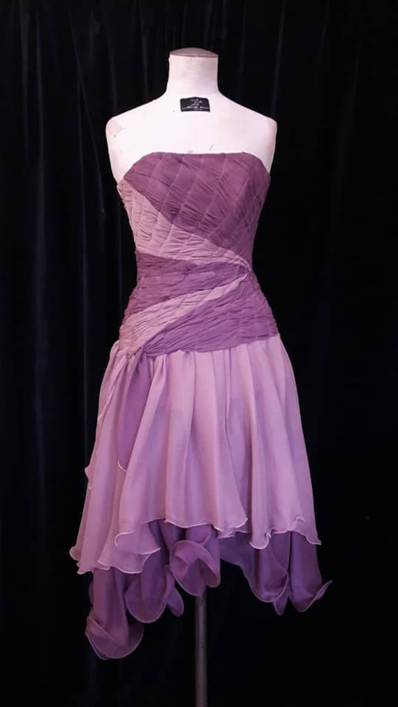 Puderrosa Hochzeitskleid, Altrosa, Cocktail, Gala, Abendkleid, Zeremonie, Kurz, Musselin, Lila, T.m, Azalee von LaurineMasset