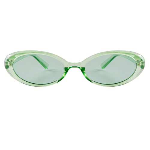 Laurinny 90er Retro Sonnenbrille für Damen Herren Kleine Schmal Retro Oval Sonnenbrille Gläser(Grün) von Laurinny