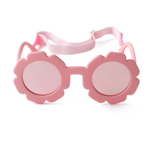 Laurinny Polarisierte Kinder Sonnenbrille Blume Sonnenbrille mit Riemen UV400 Schutz für baby 0-24 Monate(Rosa/Rosa Spiegel) von Laurinny