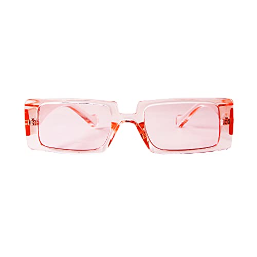 Laurinny Rechteck Sonnenbrille für Damen Herren 90er Mode Wide Square Frame Retro Chunky Sonnenbrille von Laurinny