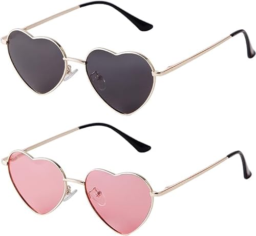 Laurinny Retro Herz Sonnenbrille Polarisiert für Frauen Männer Herz Gläser Metallrahmen von Laurinny