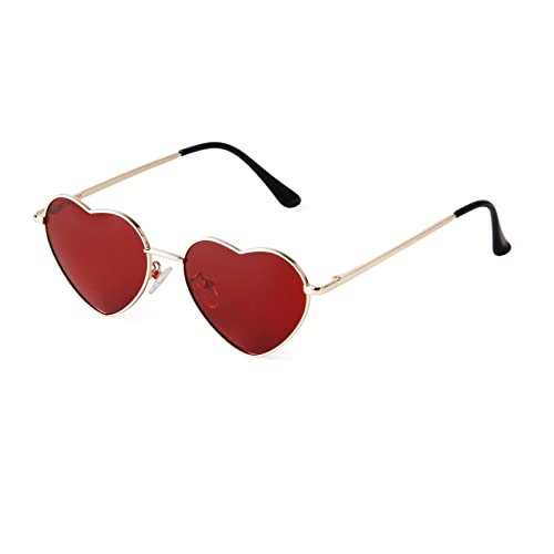 Laurinny Retro Herz Sonnenbrille Polarisiert für Frauen Männer Herz Gläser Metallrahmen von Laurinny