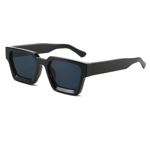 Laurinny Retro Rechteckige Sonnenbrille für Damen Herren Vintage Eckig Trendige Quadratischer Schwarzer Schildpatt Rahmen(Schwarz/Grau) von Laurinny