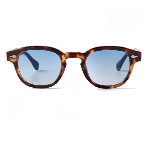 Laurinny Retro Runde Sonnenbrille Männer Frauen Vintage 90er Classic Circle Square Sonnenbrille(Leopard/Gradient Blau) von Laurinny