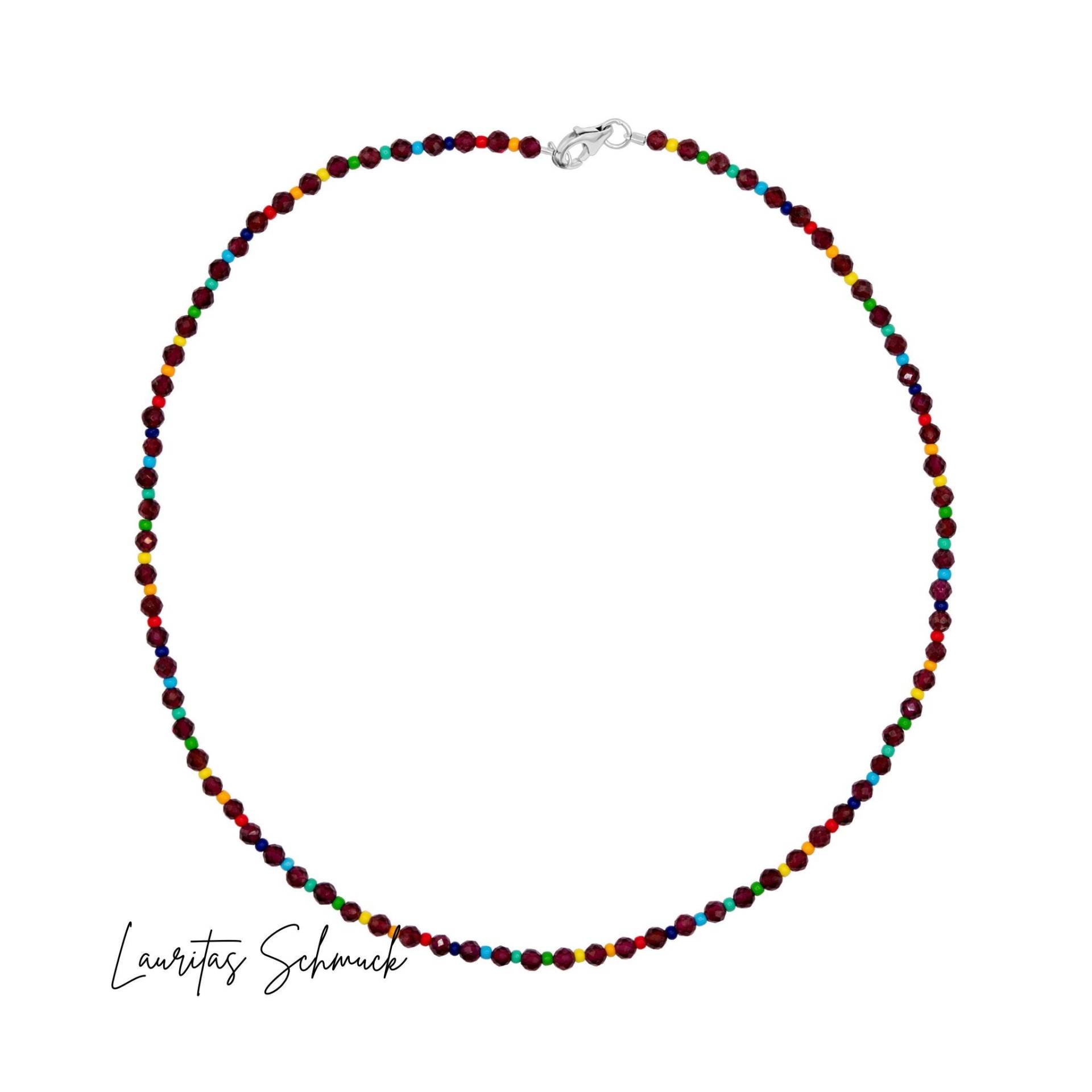Granat Halskette 925 Silber Edelstein Bunt von Lauritasschmuck