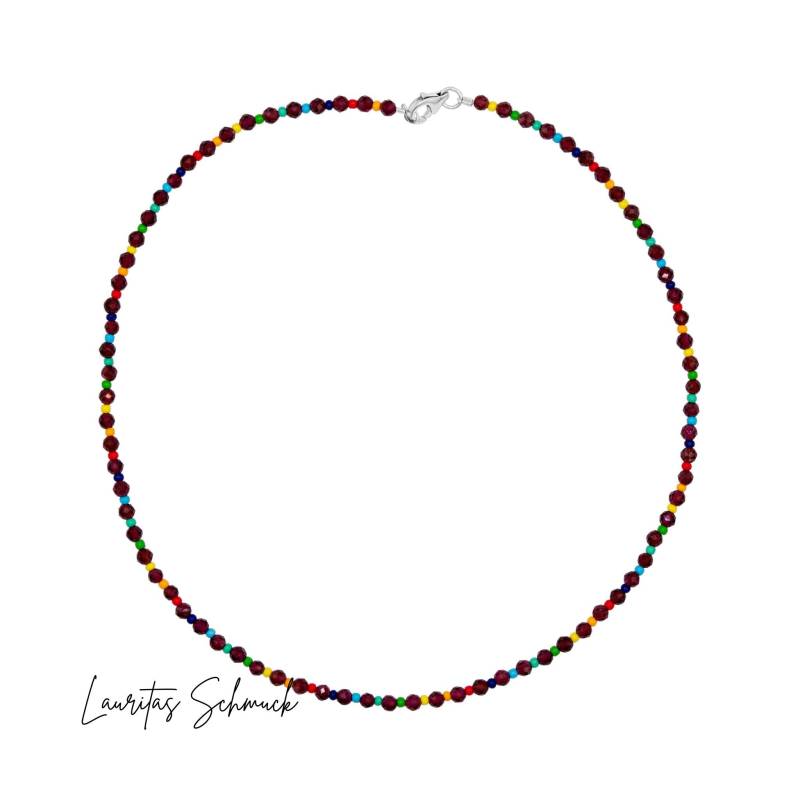 Granat Halskette 925 Silber Edelstein Bunt von Lauritasschmuck