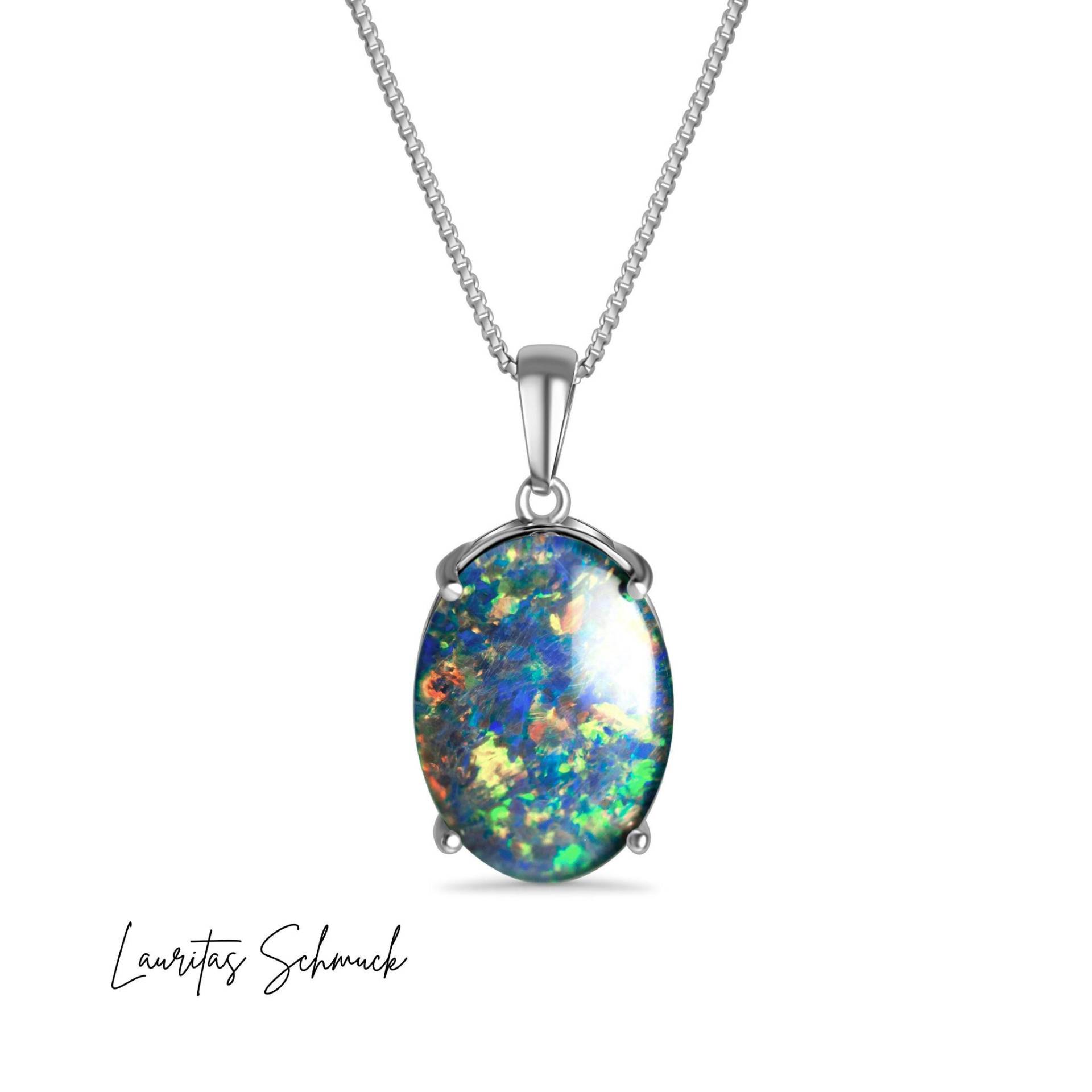 Opal Anhänger 925 Silber Naturstein Triplett Opalschmuck Silberschmuck von Lauritasschmuck