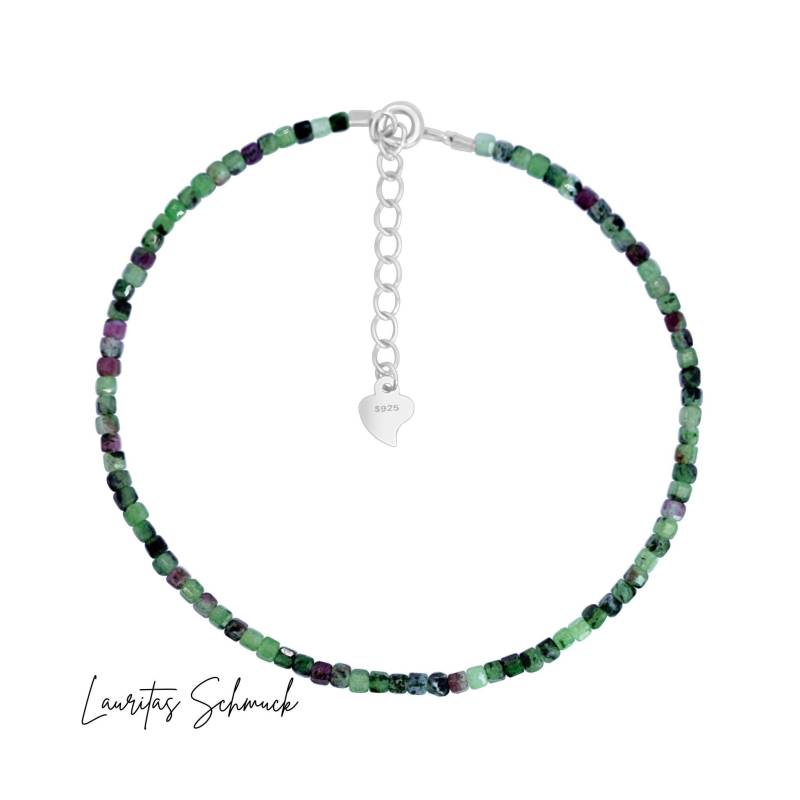 Rubin Zoisit Armband - Quadratisch 2, 5 Mm 925 Silber Naturstein Geschenk Für Sie Handgemachter Edelstein Schmuck von Lauritasschmuck