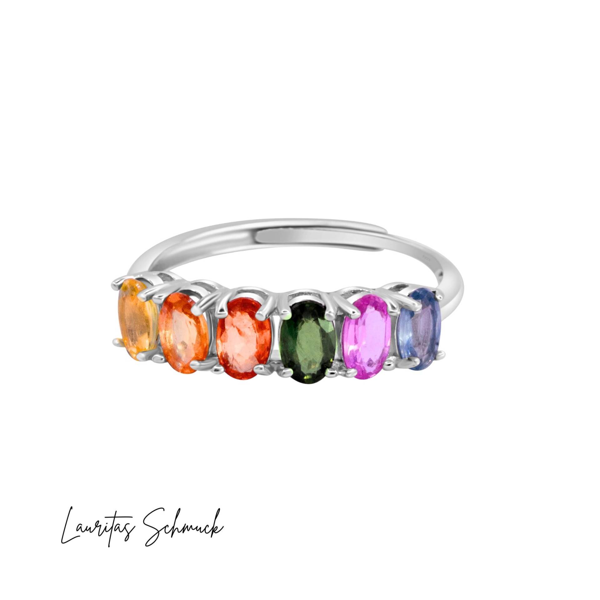 Saphir Ring 925 Silber Verstellbar | Halb-Eternity-Ring Mit 6 5x3 Mm Handgefertigter Silberring Geschenk von Lauritasschmuck