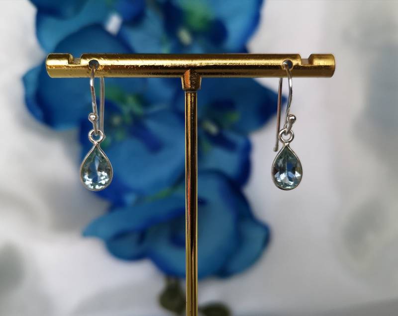 Topaz Ohrstecker 925Er Silber Blau Neu Damen Schmuck Natürlich Topas Edelstein Handgemacht Silberschmuck Hängend Boho Geburtsstein Dezember von Lauritasschmuck