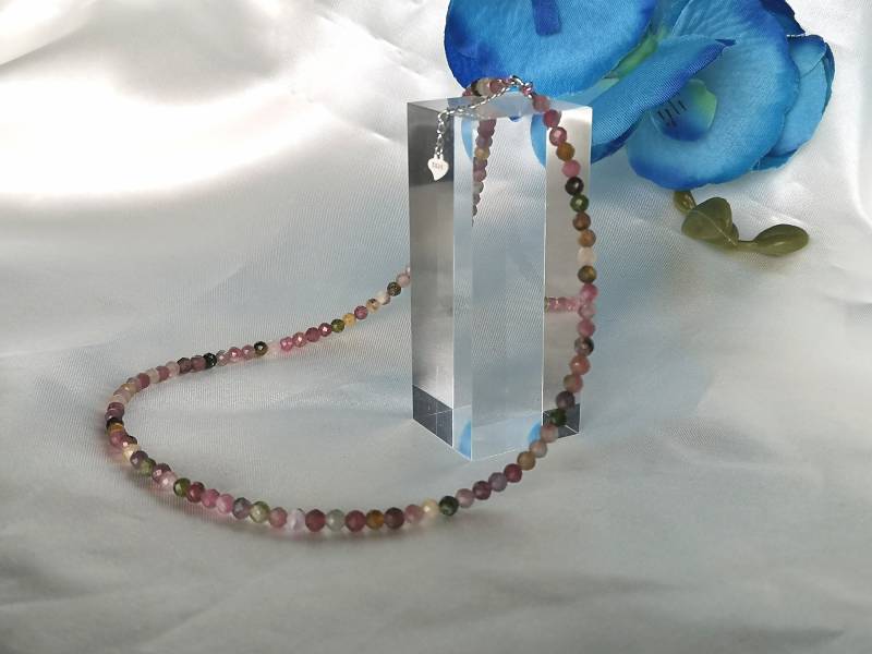 Turmalin Halskette 925Er Silber Natürlich Neu Damen Schmuck Edelstein Silberschmuck Handgemacht Mehrfarbig Kette Bunt von Lauritasschmuck