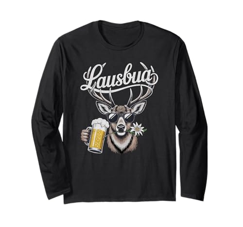 Lausbua Trachtenhemd Tracht Hirsch Bayern lustig Herren Langarmshirt von Lausbua Hirsch Trachtenshirt bayrisches Volksfest