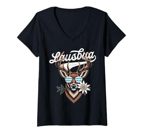 Damen Lausbua Kinder Trachten Herren Trachten für Oktoberfest T-Shirt mit V-Ausschnitt von Lausbua Kinder Trachten Herren Trachten