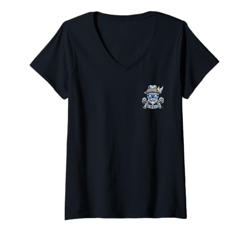 Damen Totenkopf Outfit Ersatz Trachten T-Shirt Servus Bayern Wiesn T-Shirt mit V-Ausschnitt Damen Totenkopf Outfit Ersatz Trachten T-Shirt Servus Bayern Wiesn T-Shirt mit V-Ausschnitt von Lausbua T-Shirts Tracht & Lederhose Bekleidung