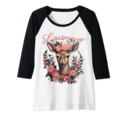 Lausmadl T-Shirt Damen Trachtenshirt Dirndl Shirt Trachten Raglan Lausmadl T-Shirt Damen Trachtenshirt Dirndl Shirt Trachten Raglan von Lausmadl Hirsch mit Blumen Trachtenshirt Damen