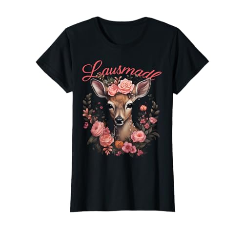Lausmadl T-Shirt Damen Trachtenshirt Dirndl Shirt Trachten T-Shirt Lausmadl T-Shirt Damen Trachtenshirt Dirndl Shirt Trachten T-Shirt von Lausmadl Hirsch mit Blumen Trachtenshirt Damen