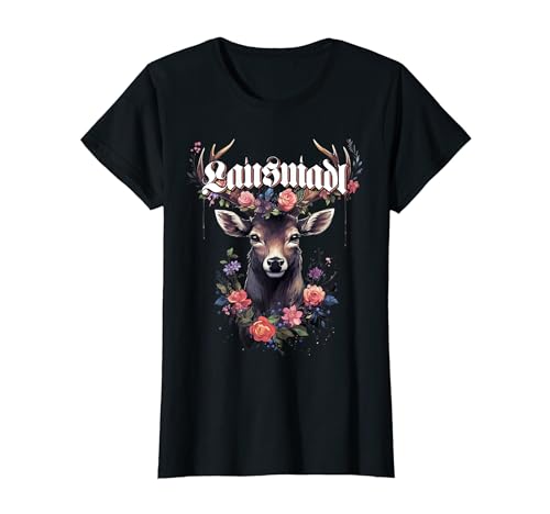 Lausmadl Trachtenshirt Lausdirndl Tracht Dirndl Damen T-Shirt Lausmadl Trachtenshirt Lausdirndl Tracht Dirndl Damen T-Shirt von Lausmadl Madl Hirsch Blumen Kostüm Damen