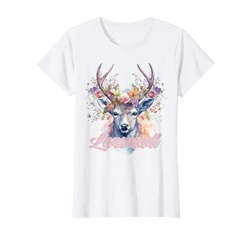 Lausmadl Trachtenshirt Lausdirndl Tracht Dirndl Damen T-Shirt Lausmadl Trachtenshirt Lausdirndl Tracht Dirndl Damen T-Shirt von Lausmadl Madl Hirsch Blumen Kostüm Damen