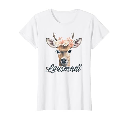 Lausmadl Trachtenshirt Lausdirndl Tracht Dirndl Damen T-Shirt Lausmadl Trachtenshirt Lausdirndl Tracht Dirndl Damen T-Shirt von Lausmadl Madl Hirsch Blumen Kostüm Damen
