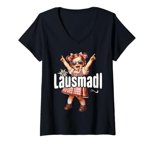 Damen Lausmadl Damen Trachten Kinder Mädchen Trachten Geschenk T-Shirt mit V-Ausschnitt Damen Lausmadl Damen Trachten Kinder Mädchen Trachten Geschenk T-Shirt mit V-Ausschnitt von Lausmadl Tracht Trachten lustiges Geschenk