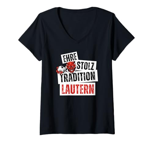 Damen Fussball Lautern Unzerstörbar Kaiserslautern Lautre Pfalz T-Shirt mit V-Ausschnitt Damen Fussball Lautern Unzerstörbar Kaiserslautern Lautre Pfalz T-Shirt mit V-Ausschnitt von Lautern Verein Kaiserslautern Lautre Pfalz 125 Fan