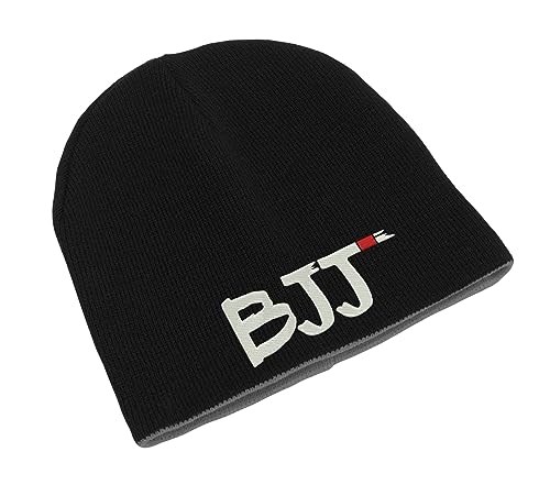 BJJ Brasilianische Martial Unisex Bestickte Doppelschicht Beanie Wintermütze Kunst, Schwarz , One size von Lauthings