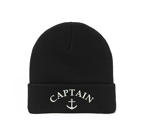 Captain Anchor Bestickte Kunst Unisex Wintermütze Beanie, Schwarz , One size von Lauthings