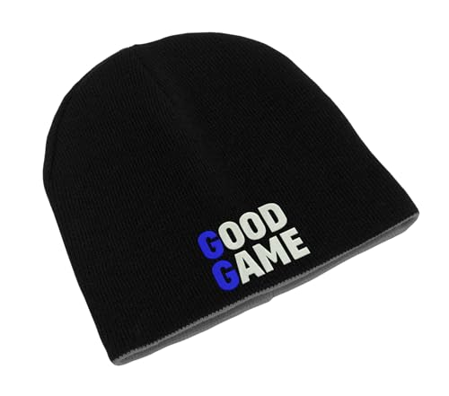 GG Good Game Gaming Life Uni bestickte doppellagige Beanie, Wintermütze, Kunst, Schwarz , Einheitsgröße von Lauthings