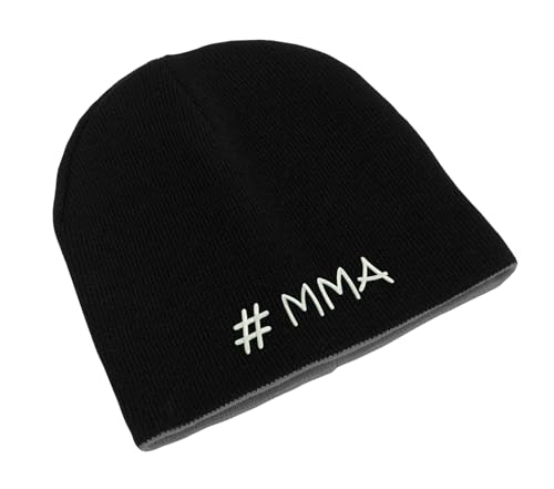Hashtag MMA Mixed Martial Arts Unisex Bestickte Doppelschicht Beanie Wintermütze Kunst, Schwarz , One size von Lauthings