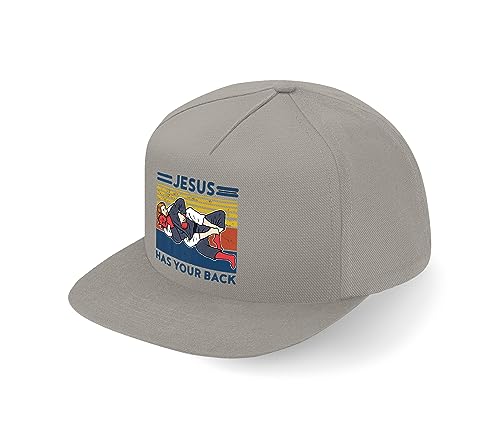 Jiu Jitsu Has Your Back Funny BJJ Fullcap Art Flat Bill Snapback Cap, grau, Einheitsgröße von Lauthings
