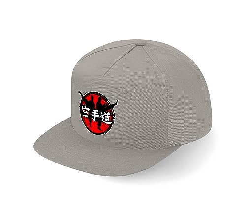 Karate Taekwondo Japanischer Stil der Kampfkunst Fullcap Art Flat Bill Snapback Cap, grau, One size von Lauthings