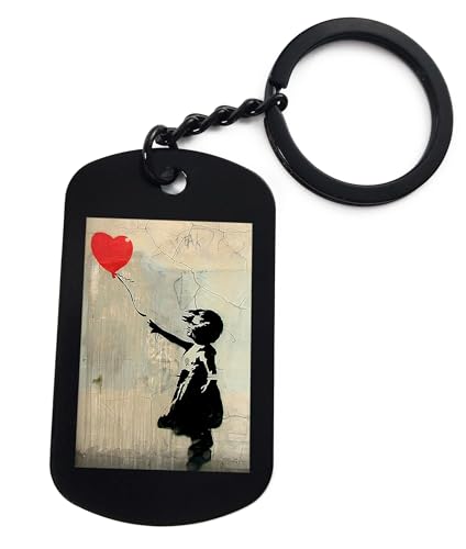 Lauthings Banksy Mädchen mit Ballon rotes Herz Kunst Schlüsselanhänger Anhänger Pin Accessoires von Lauthings