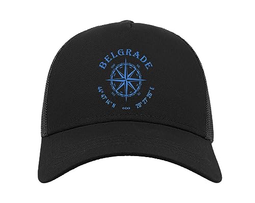 Lauthings Belgrade Baseballkappe, Serbien, Koordinaten, Reisen, Unisex, verstellbar, Snapback, Netzstoff, Trucker-Kappe, Sport, Schwarz , Einheitsgröße von Lauthings