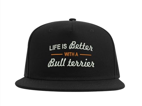 Lauthings Life is Better with A Bull Terrier Dog Snapback Cap Embroidered Fullcap Herren Mütze Schwarz, Schwarz , Einheitsgröße von Lauthings