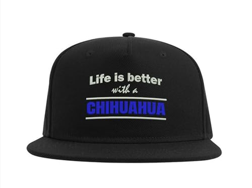 Lauthings Life is Better with A Chihuahua Dog Snapback Cap Embroidered Fullcap Herren Mütze Schwarz, Schwarz , Einheitsgröße von Lauthings