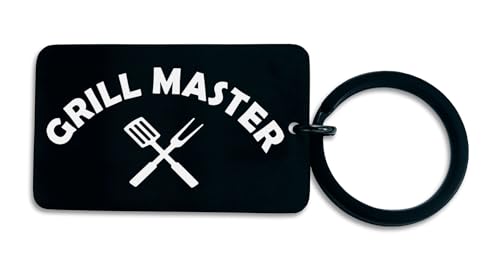 Lauthings Schlüsselanhänger mit Gravur "Grill Master Chef Barbeque" aus Stahl, schwarz glänzend, One size von Lauthings