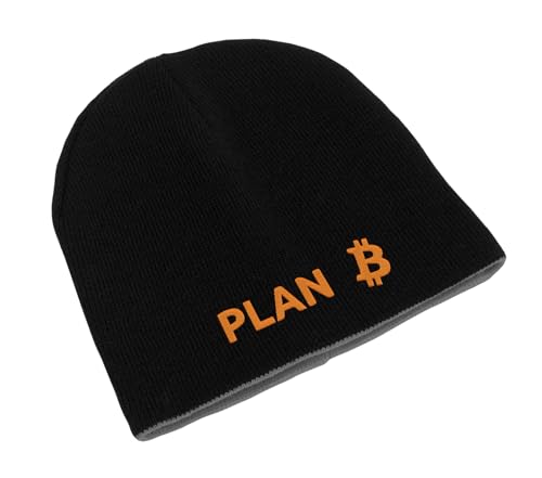 Plan B Bitcoin Crypto Funny Mining Life BTC Unisex Bestickte Doppelschicht Beanie Wintermütze Kunst, Schwarz , One size von Lauthings