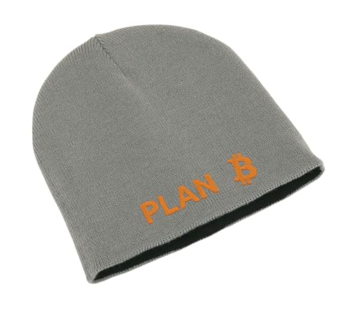 Plan B Bitcoin Crypto Funny Mining Life BTC Unisex Bestickte Doppelschicht Beanie Wintermütze Kunst, grau, One size von Lauthings
