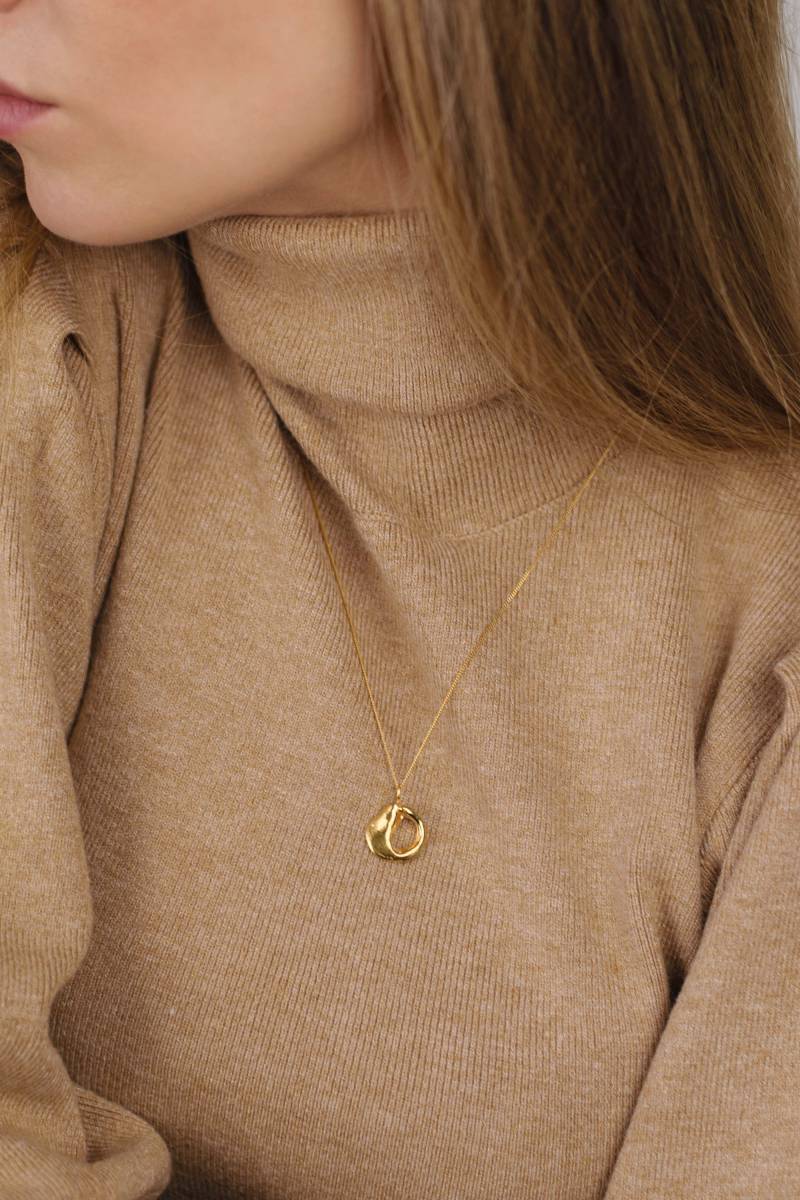 Wind Halskette, Strukturierte Kleine Offene Gold Abstrakte 18K Vergoldete Lautre Vie, Valentinstag Geschenk Für Sie von LautreVieJewellery