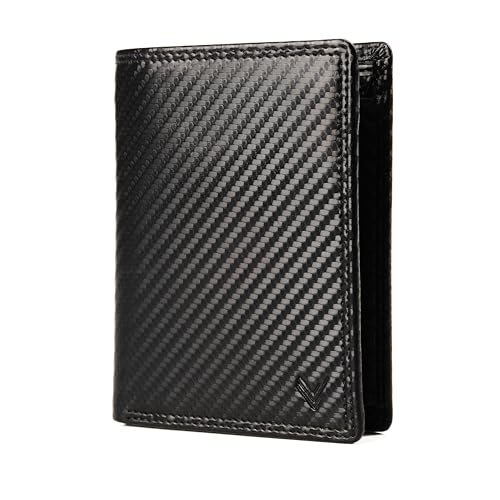 Lavalen® Geldbörse Herren Leder - Portmonee Herren Groß - Portemonnaie Leder Handgemachte - Geldbeutel - Brieftasche mit Münzfach - Geschenke für Männer Geschenke, Carbon Schwarz von Lavalen