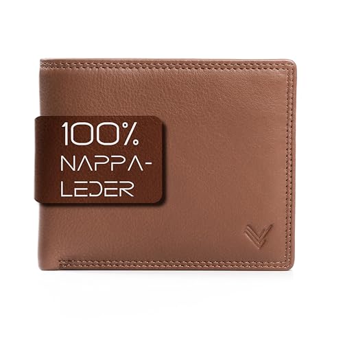 Lavalen Geldbörse Herren Leder mit RFID Schultz - Portmonee Herren mit Münzfach - Wallets for Men - Geldbeutel - Portemonnaie Groß - Brieftasche Männergeschenke - Geschenke für Männer, Cognac von Lavalen