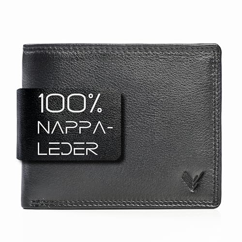 Lavalen Geldbörse Herren Leder mit RFID Schultz - Portmonee Herren mit Münzfach - Wallets for Men - Geldbeutel - Portemonnaie Groß - Brieftasche Männergeschenke - Geschenke für Männer, Schwarz-Burgund von Lavalen